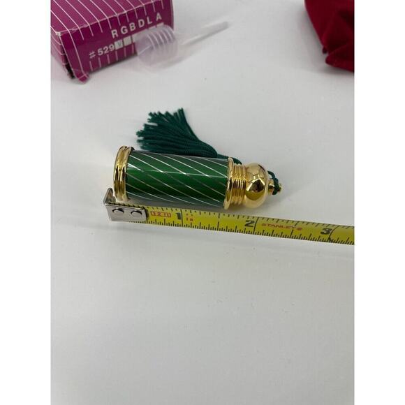 Glass Act Studios Green And Gold Swirl Perfume Bottle w Stopper With Bag - Picture 6 of 7